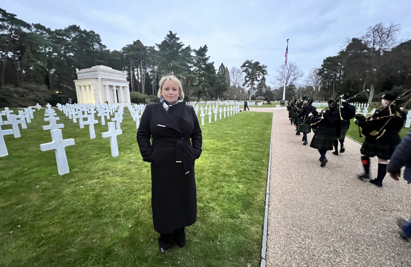 Police and Crime Commissioner, Lisa Townsend, at Brookwood Cemetery with the Gordon's School Pipes and Drums.