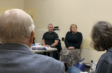 Lisa with Borough Commander Alex Maguire in Salfords Village Hall