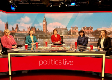 Lisa with panellists in the studio